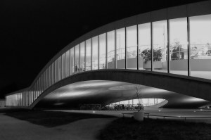 The curved forms of the ultramodern Rolex Learning Centre in Lausanne.